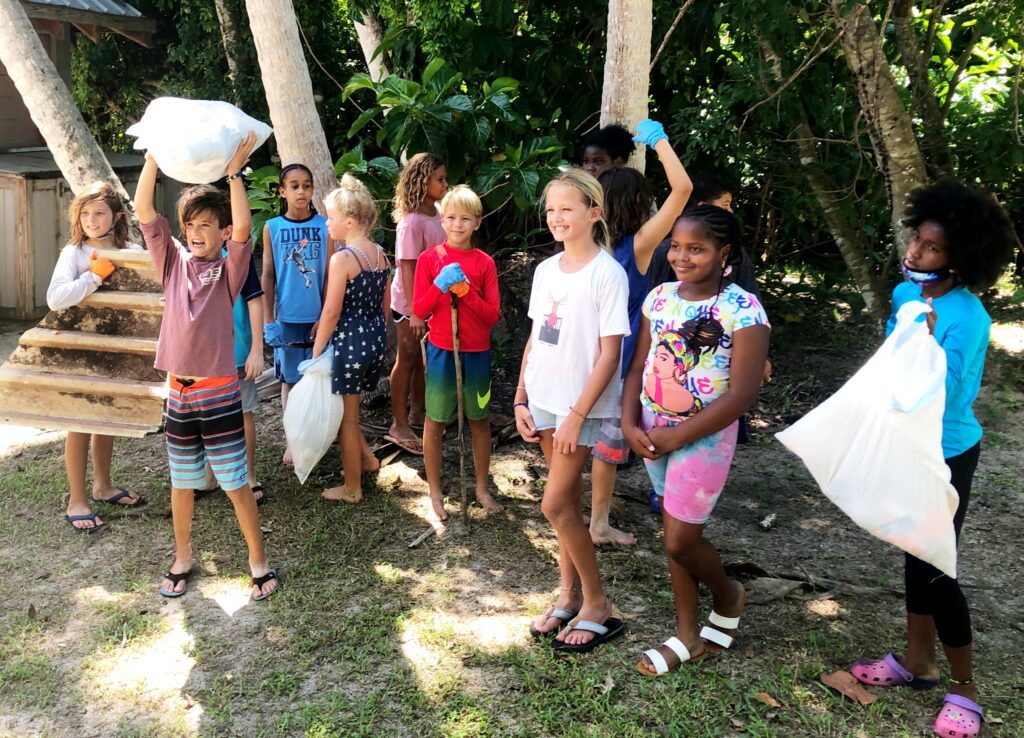 Children having fun at a cleanup