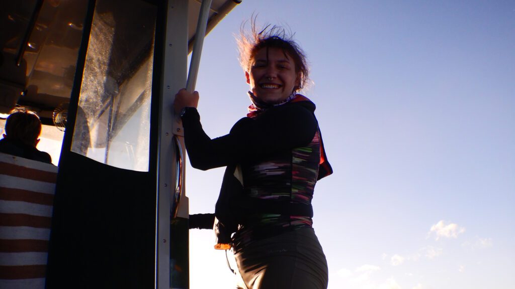 Anna on the boat after 6 hours in the water for survey_1