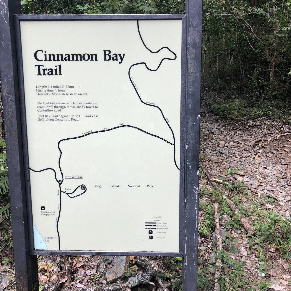 Cinnamon Bay Trail sign