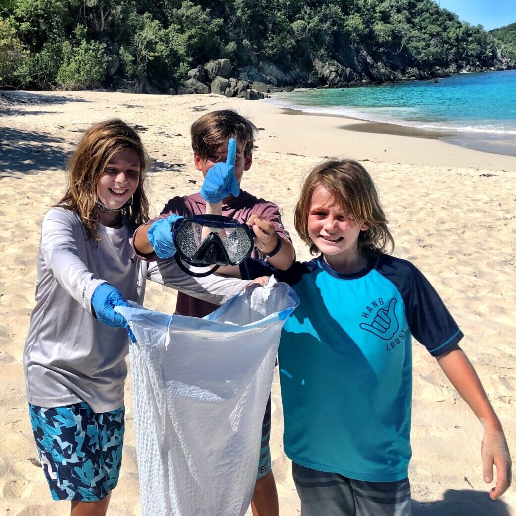 GHS Fourth Graders doing trash pick up at Trunk for Ocean Week 2021.