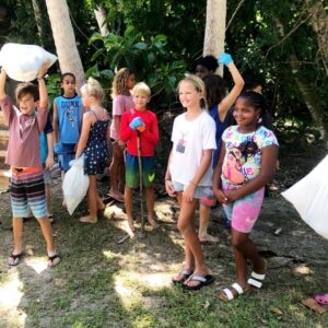 Children having fun at a cleanup