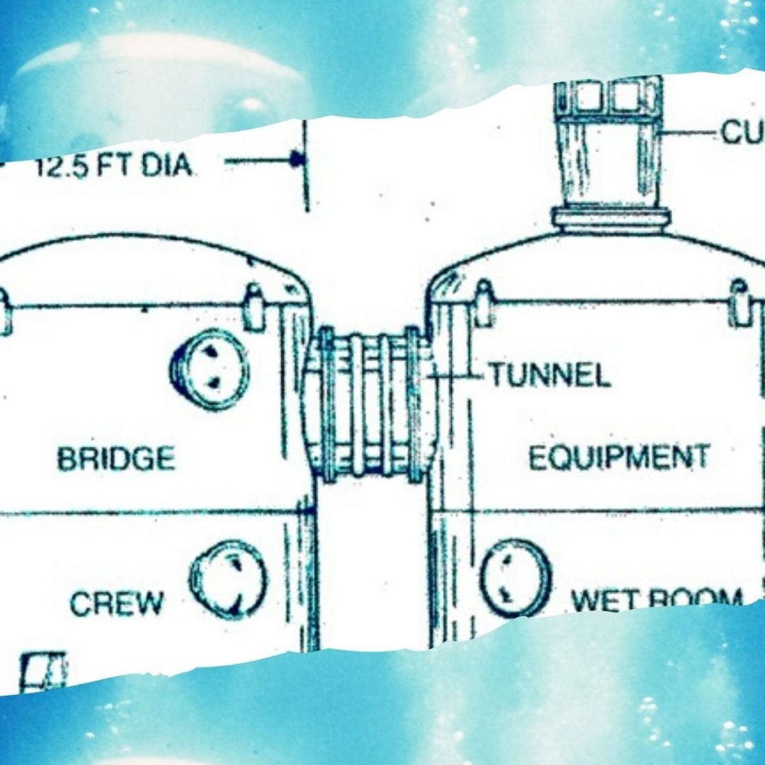 Submersible compartments blueprint showing viewing ports